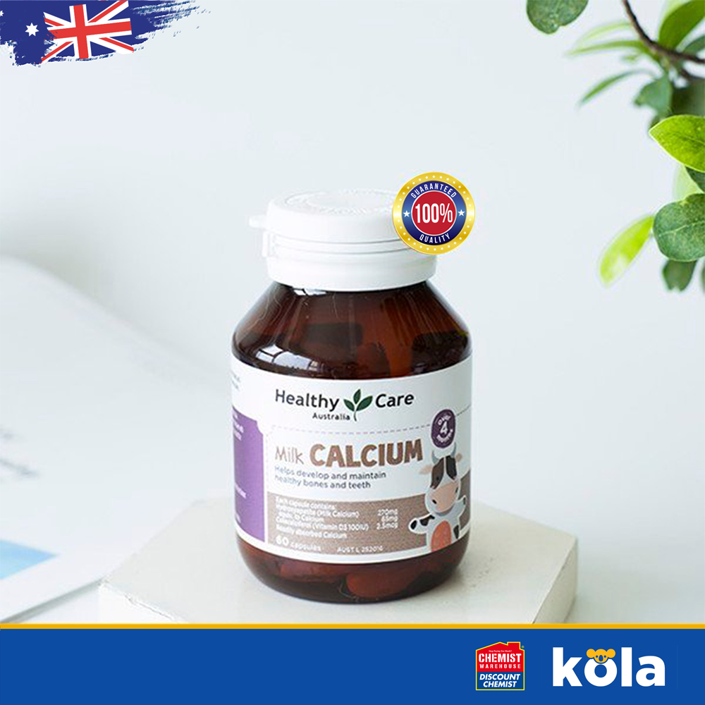 Viên uống Bổ sung Canxi cho bé Healthy Care Milk Calcium 60 viên của Úc (LZD2)