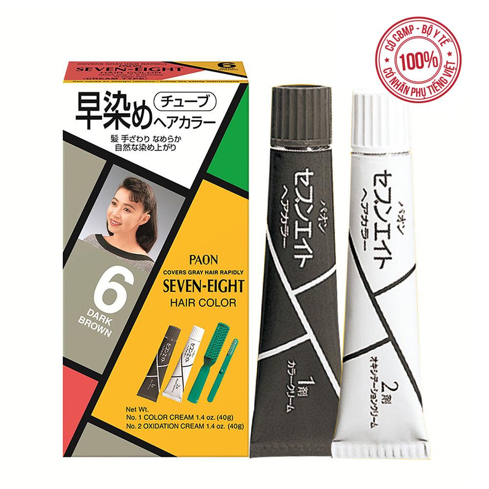 [HCM]Nhuộm phủ bạc SEVEN EIGHT số 6 (Nâu đậm) Nhật Bản (40g+40g)