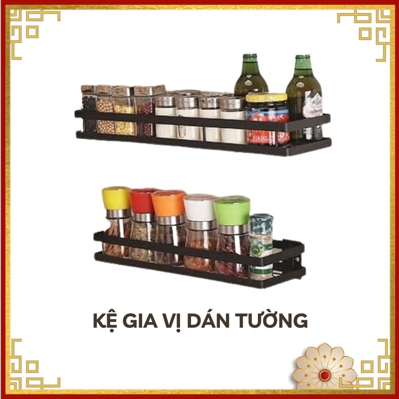 Kệ Treo Tường Nhà Bếp, Phòng Tắm, Kệ để Gia Vị đa Năng Bằng Thép Không Gỉ Có Miếng Dán Chịu Lực Không Cần Khoan Tường.
