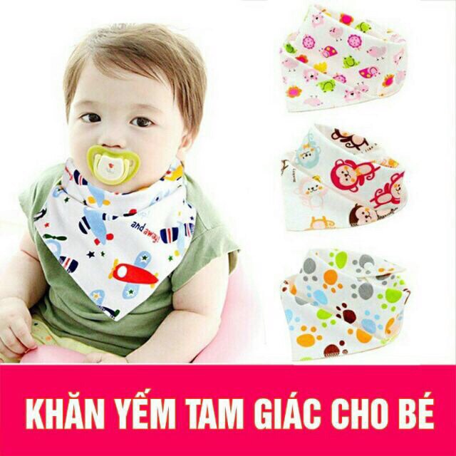Khăn Yếm Tam Giác Cotton Có Cúc Bấm Cho Bé