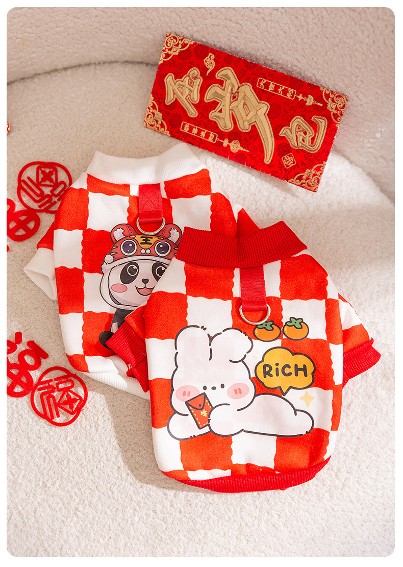 áo nỉ - áo ấm - áo thu đông hình rabbit rich và panda đội nón lân dành cho chó mèo - T3 PETS SHOP