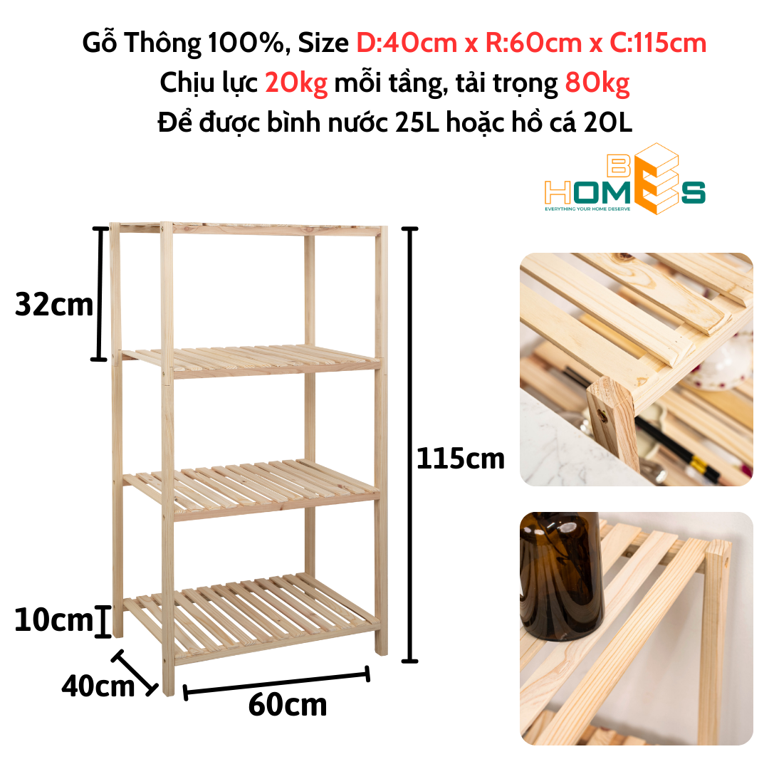 Kệ lò vi sóng gỗ Behomes 4 tầng