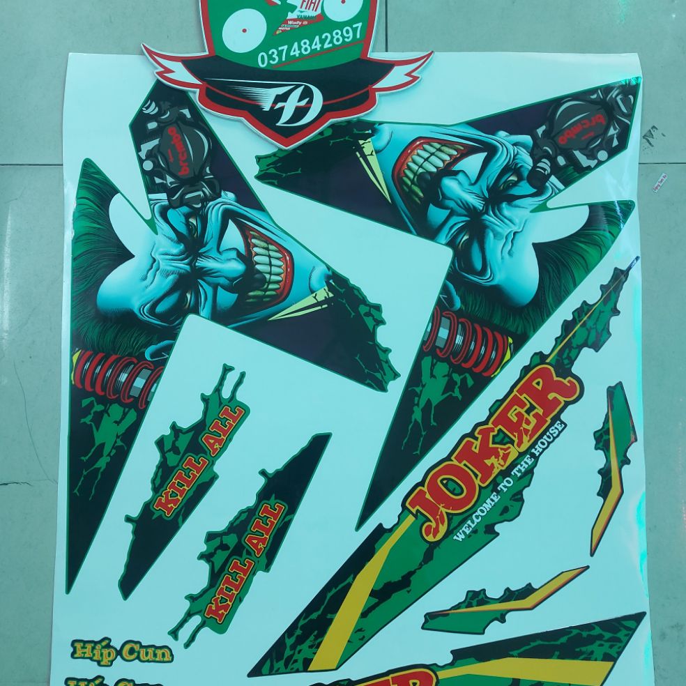 [HCM]Tem xe raider- satria  tem rời mẫu jocker cao cấp