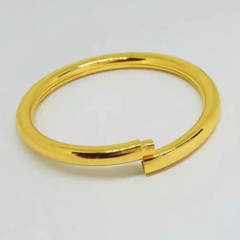 Vòng tay kiểu trơn không khoá mạ vàng 24k kiểu bọng