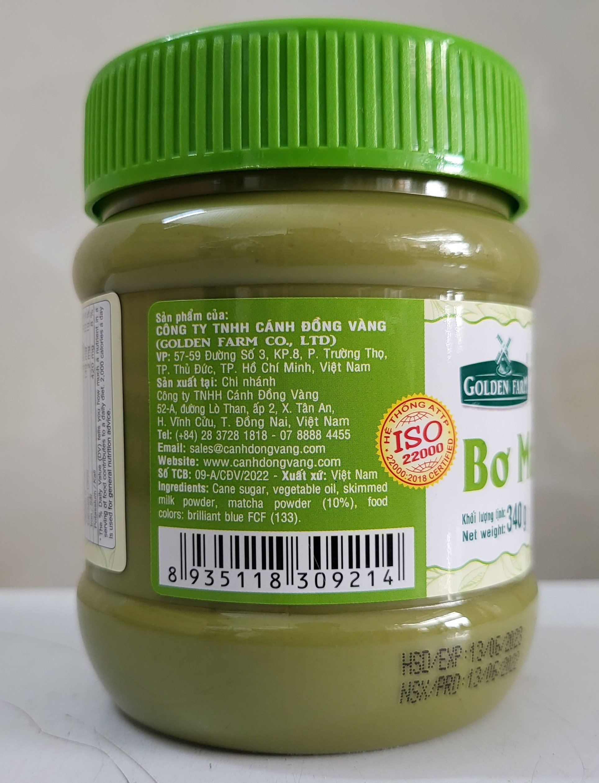[Hộp 340g] BƠ PHẾT MATCHA [VN] GOLDEN FARM Matcha Butter