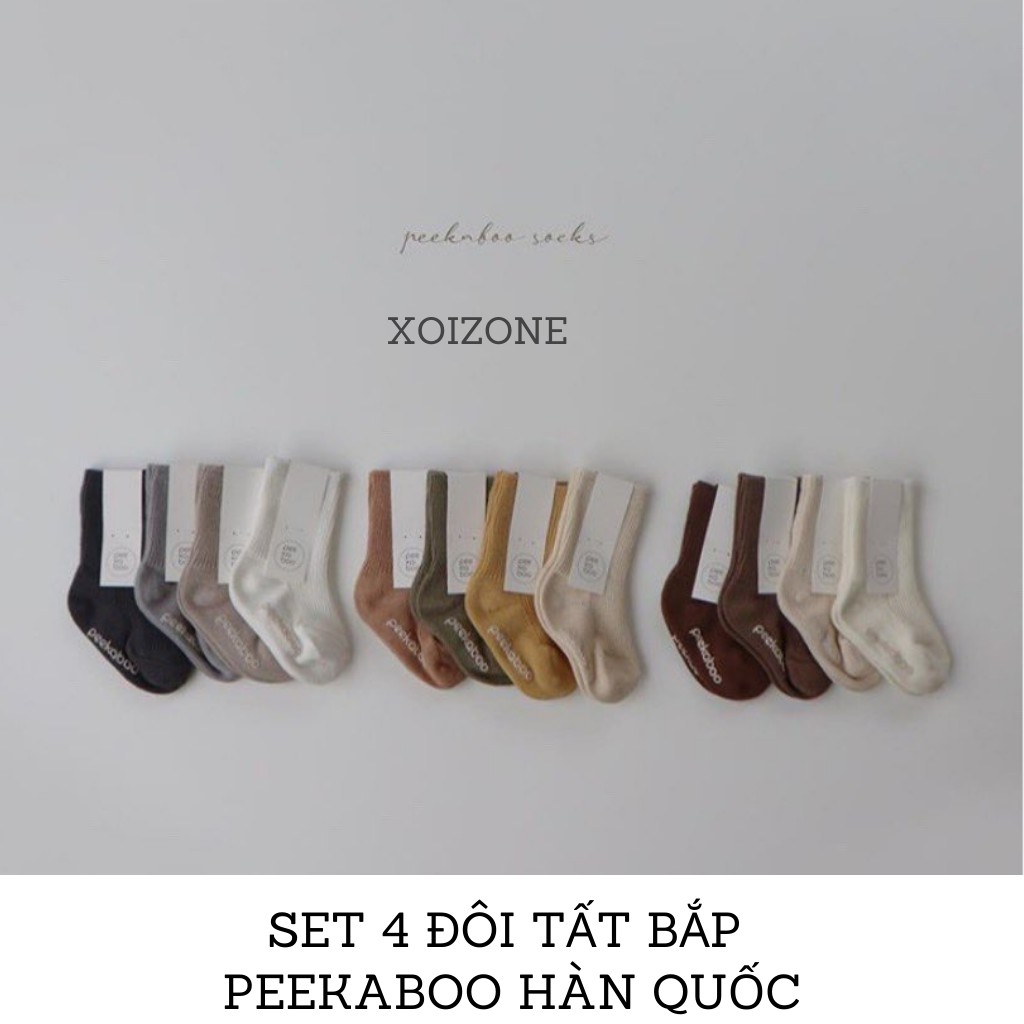 Set 4 Đôi Tất Bắp Peekaboo Hàn Quốc Cho Bé
