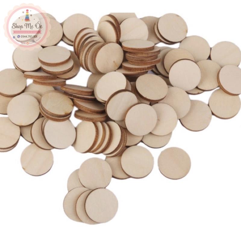 100 miếng gỗ tròn_ size 1,2,3,4,5cm