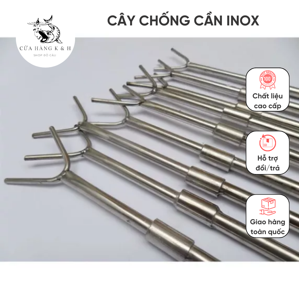 Chống cần lục chống cần lục inox dầy 6 ly dài 80cm và dài 1m5