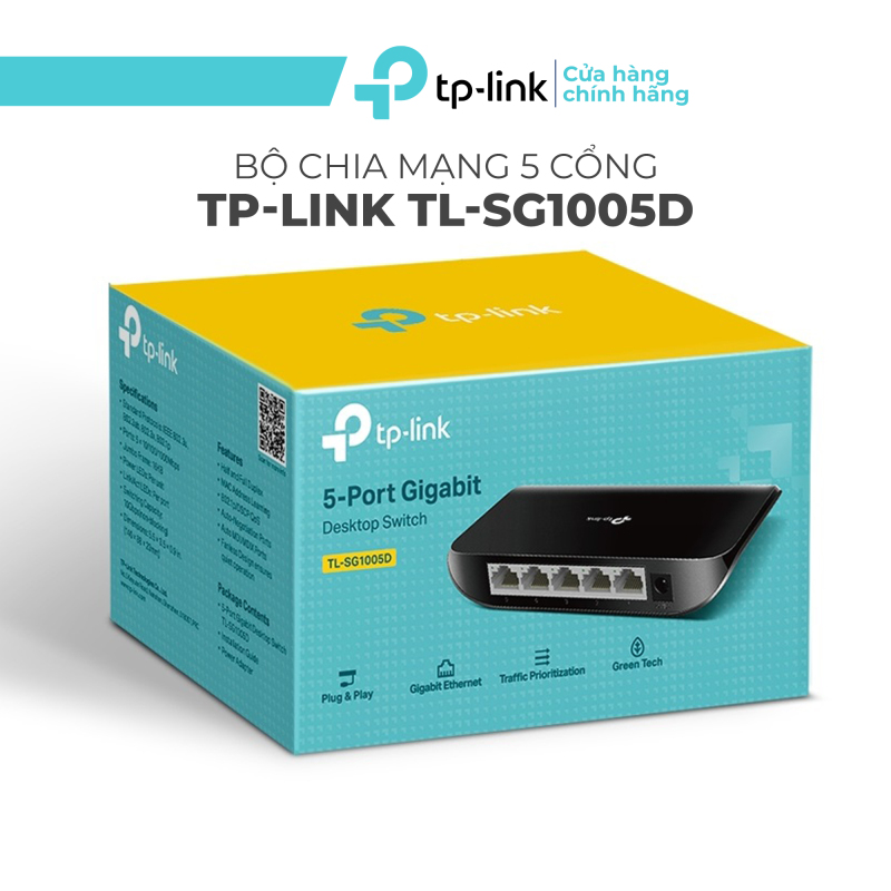 Bảng giá Ổ chia mạng 5 cổng TP-Link TL-SG1005D - Switch Gigabit TPLink 5 port tiện dụng, Bộ chia mạng 5 cổng chỉ cầm cắm và sử dụng, không cần cấu hình. Phong Vũ