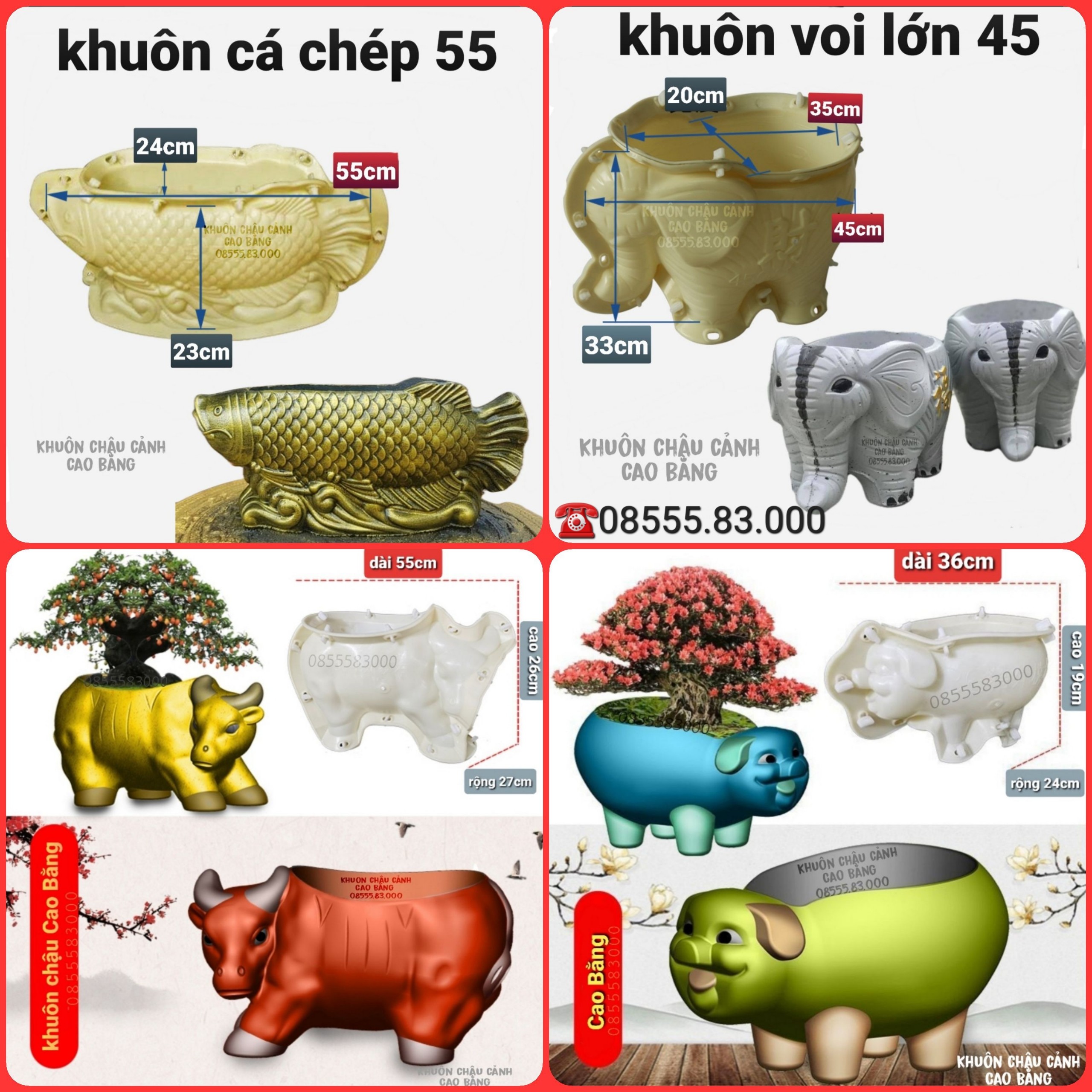 Khuôn đúc chậu cảnh hình con vật (khuôn chậu ABS nguyên sinh siêu bền)