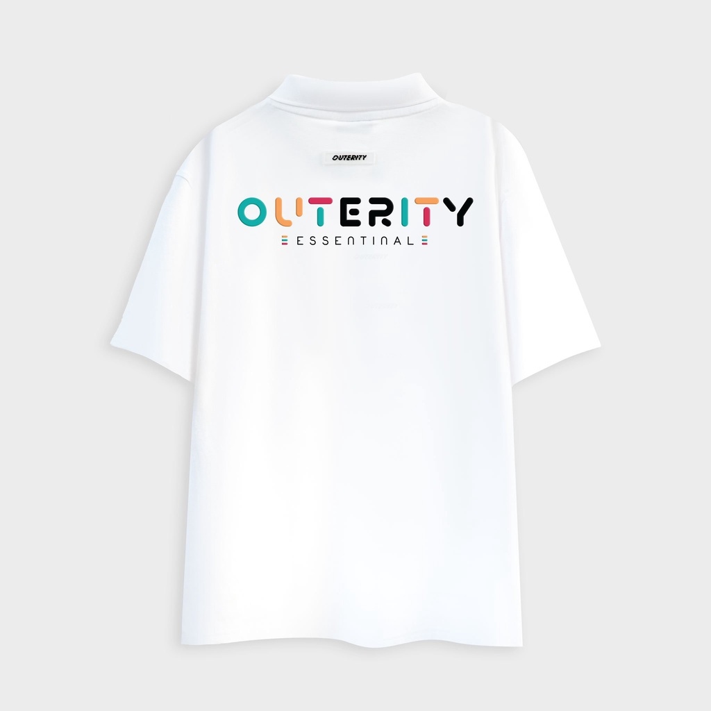 ▧◑  Áo Polo Outerity Rainbow In nổi Trắng - ORP701