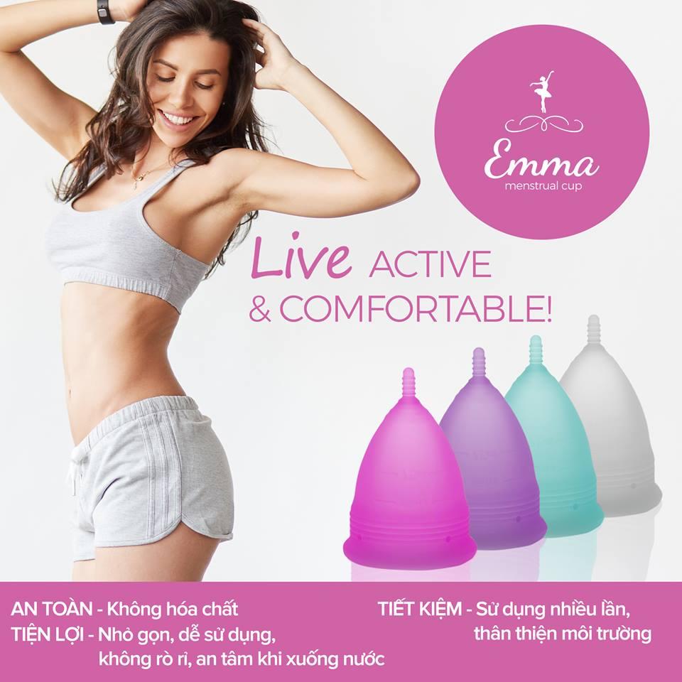 [HCM]Cốc nguyệt san Emma Cup - Màu Hồng + Quà tặng