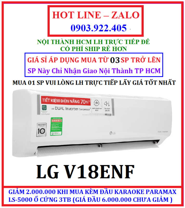 Bảng giá Máy lạnh LG Inverter 2 HP V18ENF HÀNG CHÍNH HÃNG , BẢO HÀNH CHÍNH HÃNG