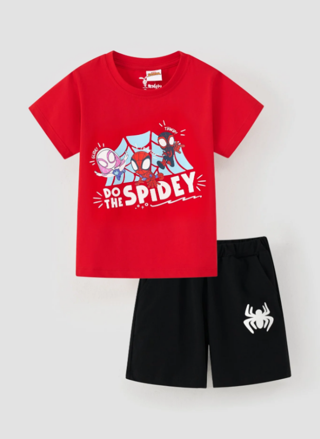 (14-40kg) Bộ thun Spiderman bộ đồ siêu siêu anh hùng Marvel cho bé trai Rabity bộ quần áo mặc nhà thoải mái 5693