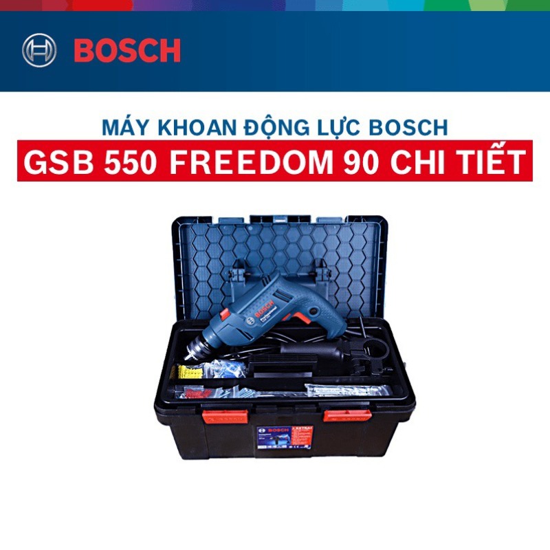 Máy khoan động lực GSB 550 Bosch 550W ( Bộ set hộp công cụ Freedom 90 chi tiết)