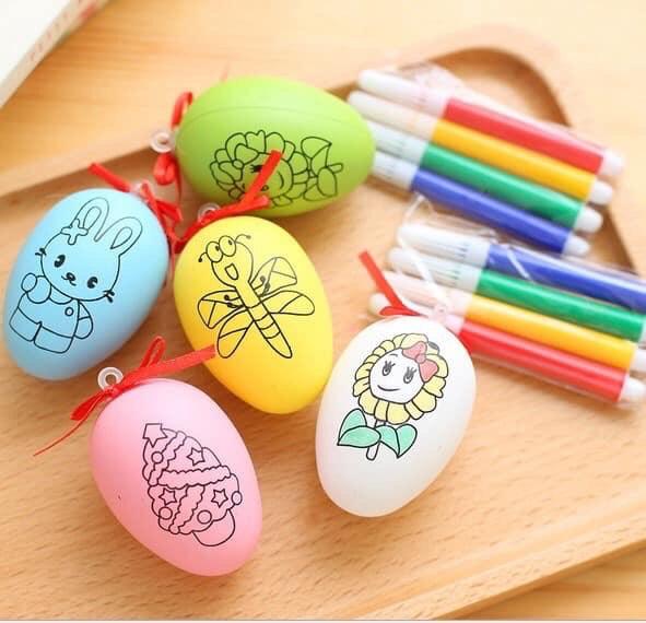 SÉT 3 QUẢ TRỨNG TÔ MÀU ( KÈM BÚT MÀU )