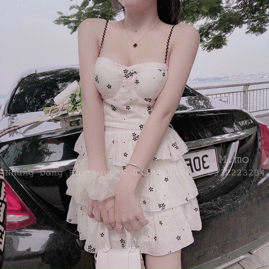 [Mới] Đầm Tầng Phối Voan Cáo Cấp, Đầm 2 Dây Có Mút