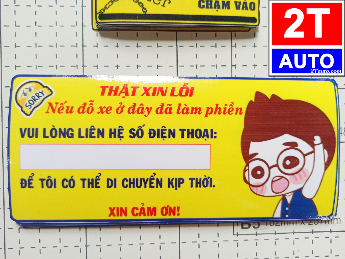Tem xe đỗ xe đã làm phiền, logo đỗ xe đã làm phiền, sticker dán xe để lại số điện thoại