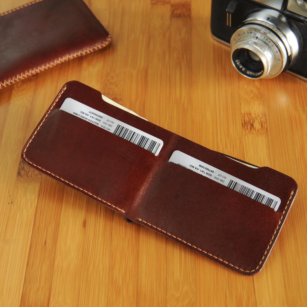 Ví nữ da bò mini - đồ da handmade - ví mini mino crafts vi770