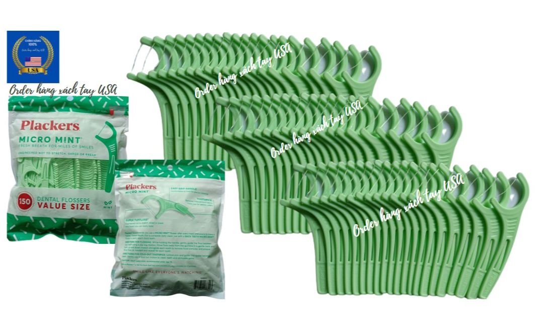 Tăm chỉ nha khoa Plackers Micro Mint Mỹ (150 cây vị cây Bạc Hà) Mẫu mới