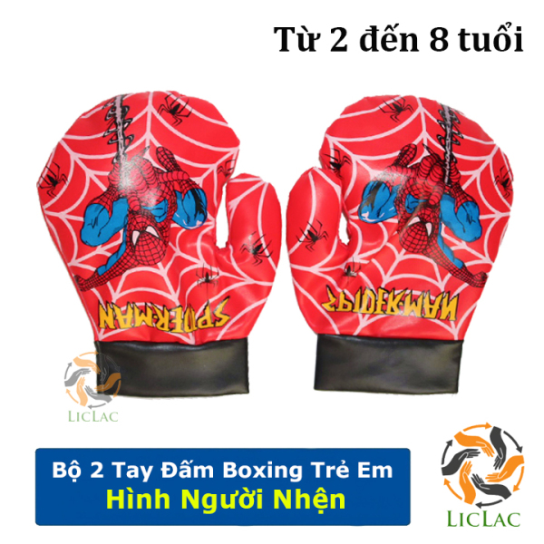 It’s fun Bộ 2 găng tay Boxing hình Người Nhện cho bé găng tay đấm bốc trẻ em chất liệu da mềm an toàn cho bé - LICLAC