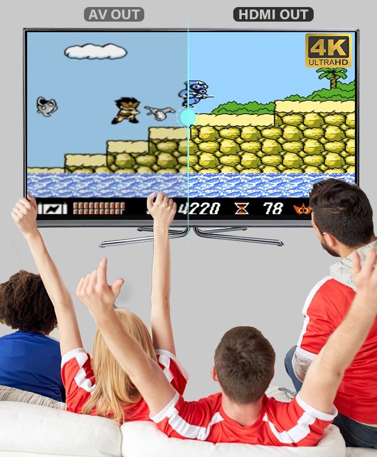 Máy chơi game điện tử 4 nút 600 trò chơi Gamestation, máy trò chơi cổ điển OINY ONE cống AV kết nối tivi