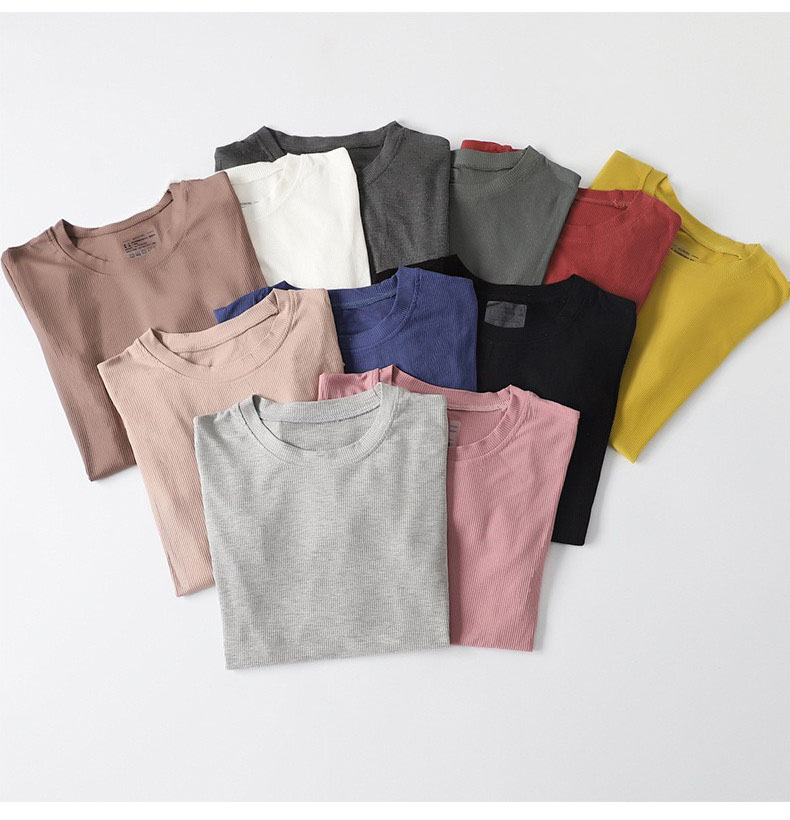 Áo thun trơn cộc tay basic thun cotton cổ tim mịn mát mùa hè AN-02