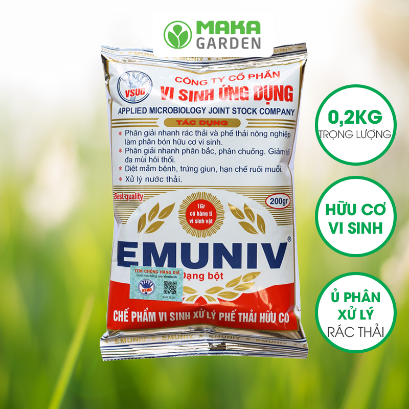Chế phẩm vi sinh xử lý phế thải hữu cơ Emuniv (200gr)