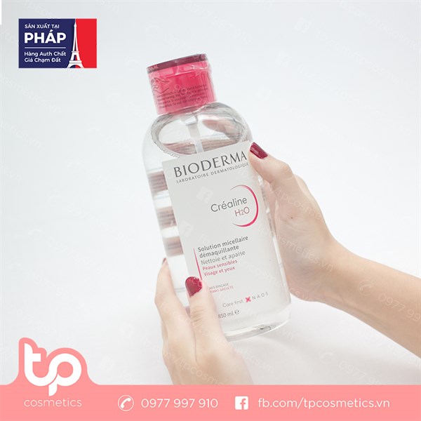 Nước Tẩy Trang Bioderma Crealine H2O Solution Micellaire 850ml Hồng Nắp Nhún