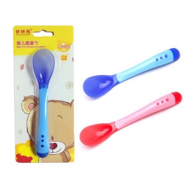 Thìa ăn dặm silicon parhdoas báo nóng an toàn cho bé