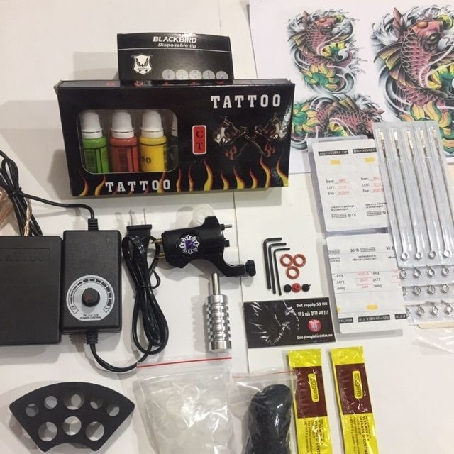 Bộ Combo 1 máy xăm Bishop + 7 màu mực và phụ kiện