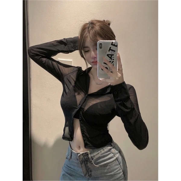 áo sơmi thun lưới mỏng sexy (79#)