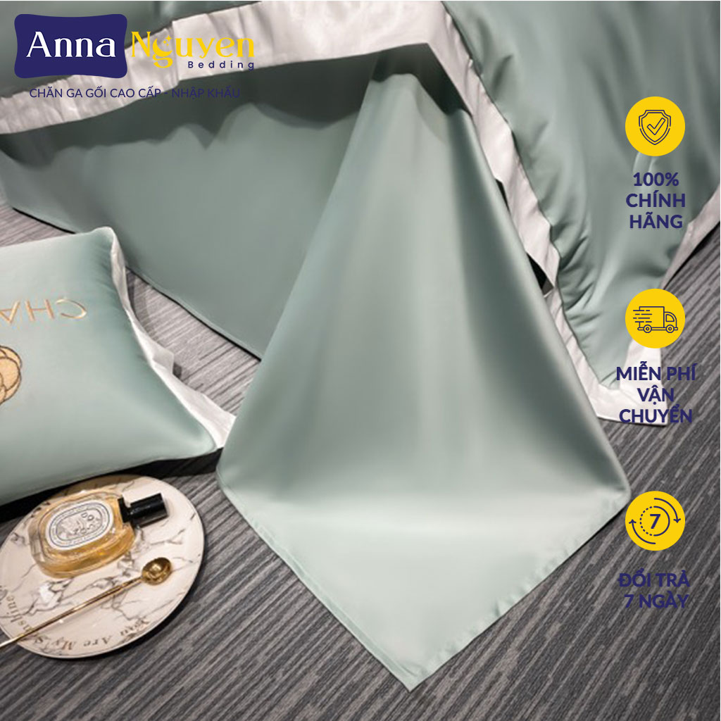 Bộ Chăn Ga Gối Đệm Phi Lụa Charming Drap Giường Phi Lụa Cao Cấp Bo Chun Drap - Anna Nguyen Bedding