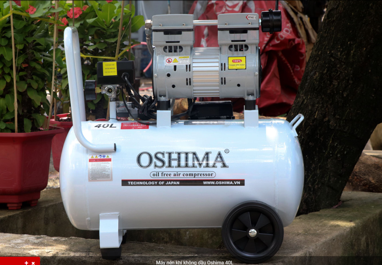 [Trả góp 0%] Máy nén khí không dầu oshima 40l