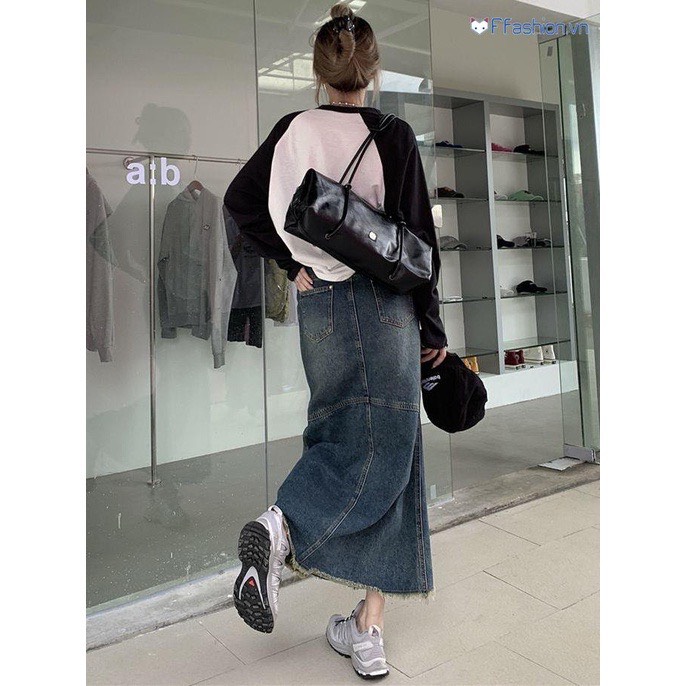Chân váy denim đuôi cá dáng ôm lưng cao mã cv6857