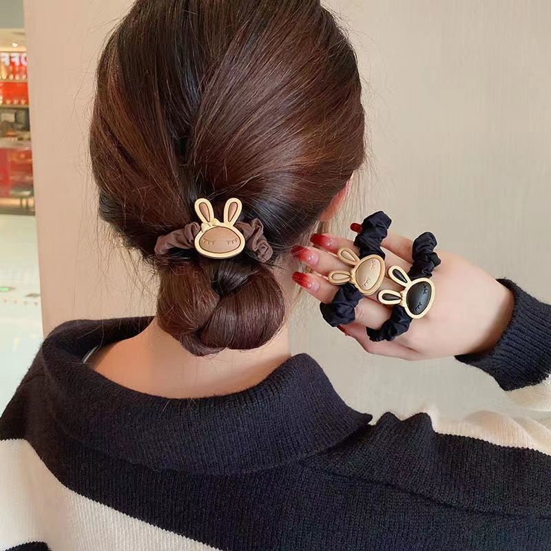 Cột tóc , chun cột họa tiết thỏ nhắm mắt ngủ