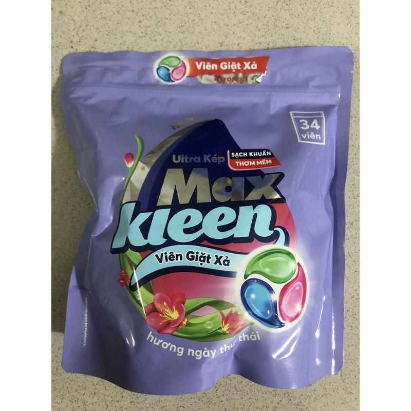 Viên giặt xả MaxKleen 2 trong 1 túi 34 viên