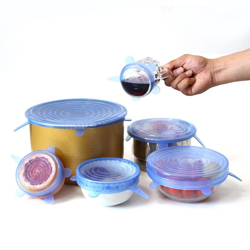 Set 6 miếng màng bọc thực phẩm silicon co dãn bảo quản an toàn thực phẩm