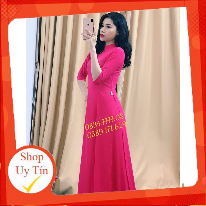 Áo Dài Trơn Màu Hồng Sen - Cực Hot