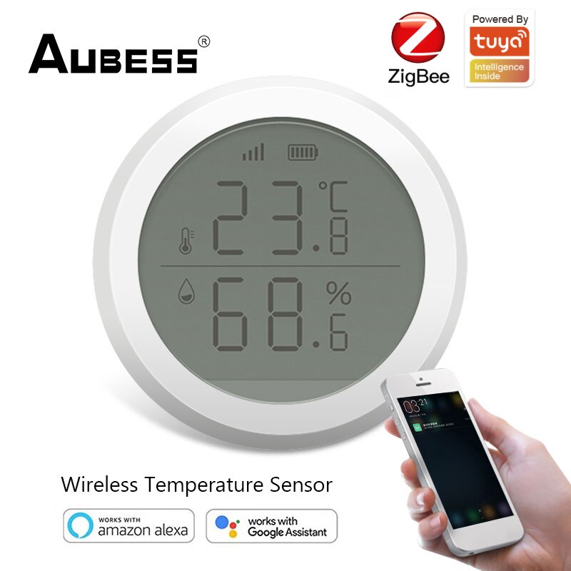 Zigbee Temperature And Humidity Sensor With LCD Screen Display Working With Tuya Zigbee Hub Battery Powered Smart Life