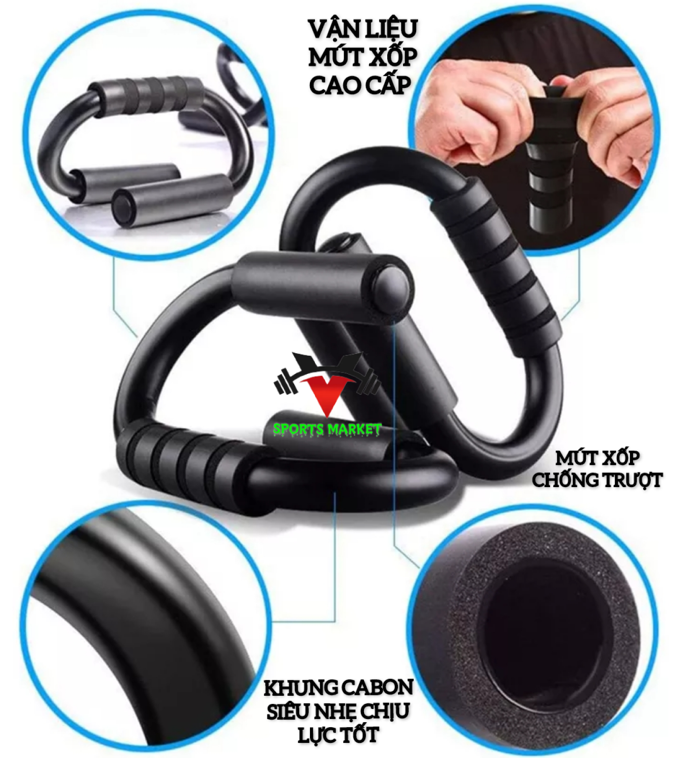Dụng Cụ Tập Hít Đất Cao Cấp, Dụng Cụ Chống Đẩy Đa Năng (Chất Liệu Thép Cabon)