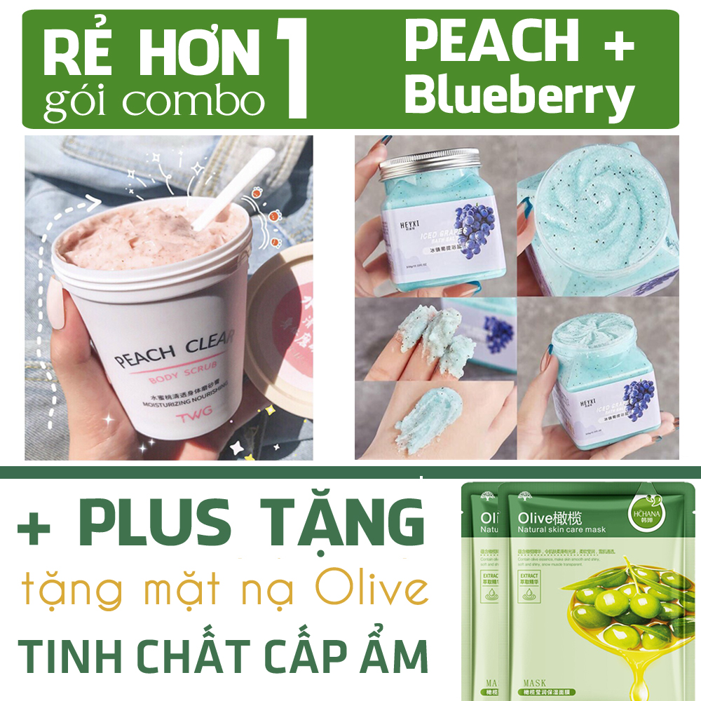 Kem tẩy da chết, tẩy tế bào chết toàn thân body hương Đào Heyxi làm trắng da 200ml -  Tẩy tế bào chết