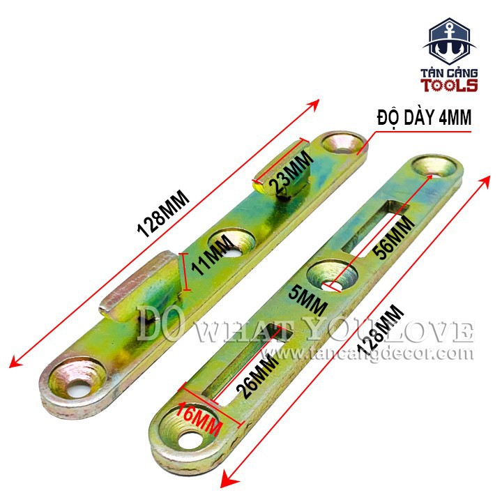 1 cặp bass móc liên kết vai giường 128 x 17 x 4 mm