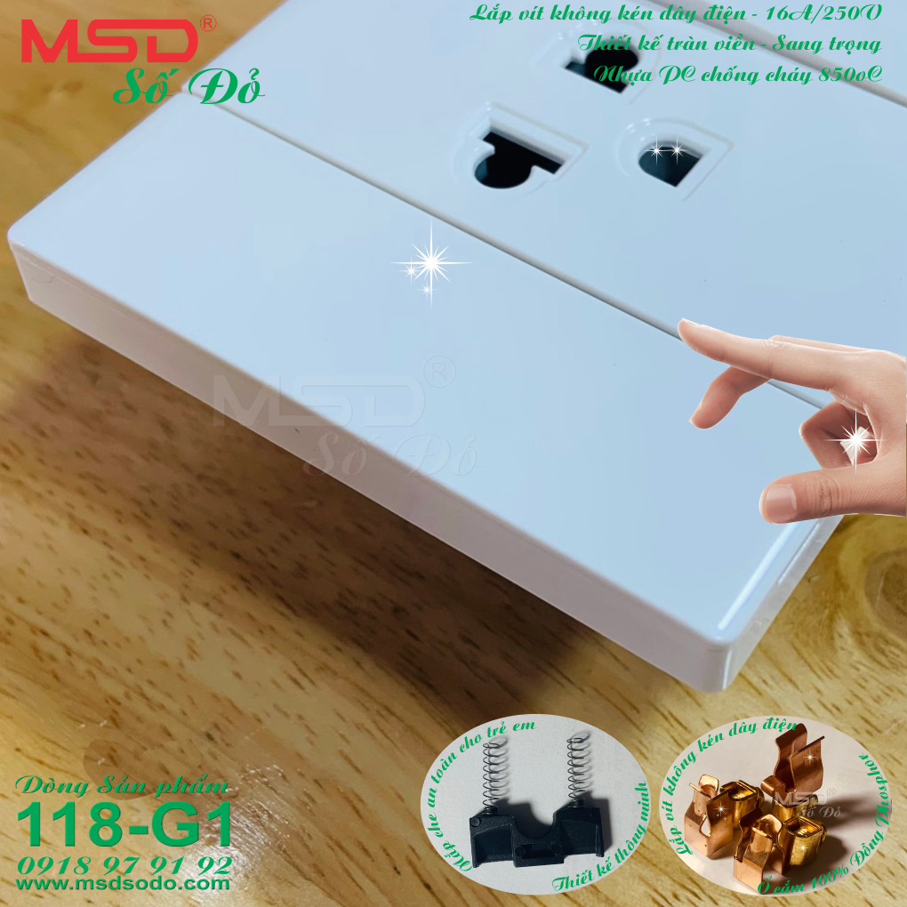 Ổ CẮM ĐIỆN ĐÔI 3 CHẤU - MSD-B8 - HÀNG CAO CẤP