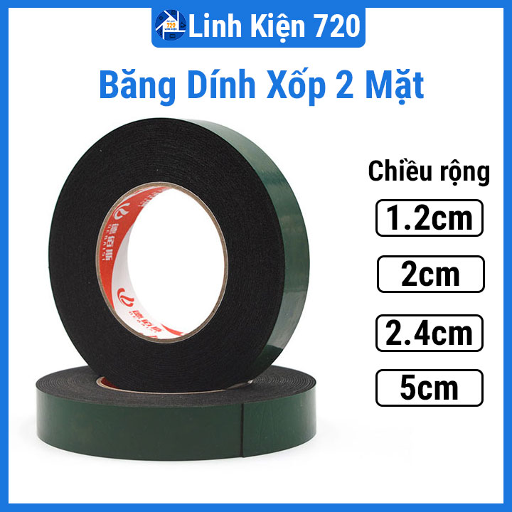 1 Cuộn băng dính xốp 2 mặt siêu chắc rộng 1.2cm/2cm/2.4cm/5cm