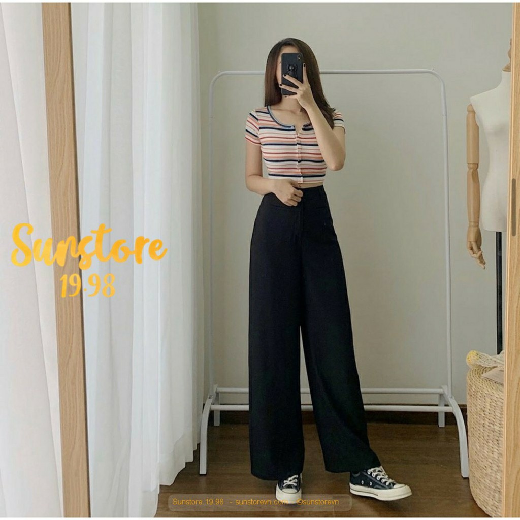 Quần ống suông khóa sườn công sở nữ
