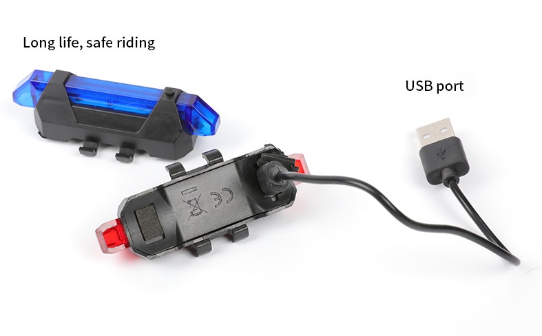 Đèn Xe Đạp Hậu 5 Bóng Led Sạc USB