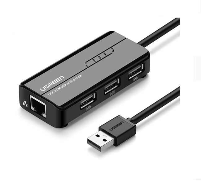 Bộ Chia USB 2.0 to LAN 100Mbps + Hub USB 2.0 3 Cổng Ugreen 20264
