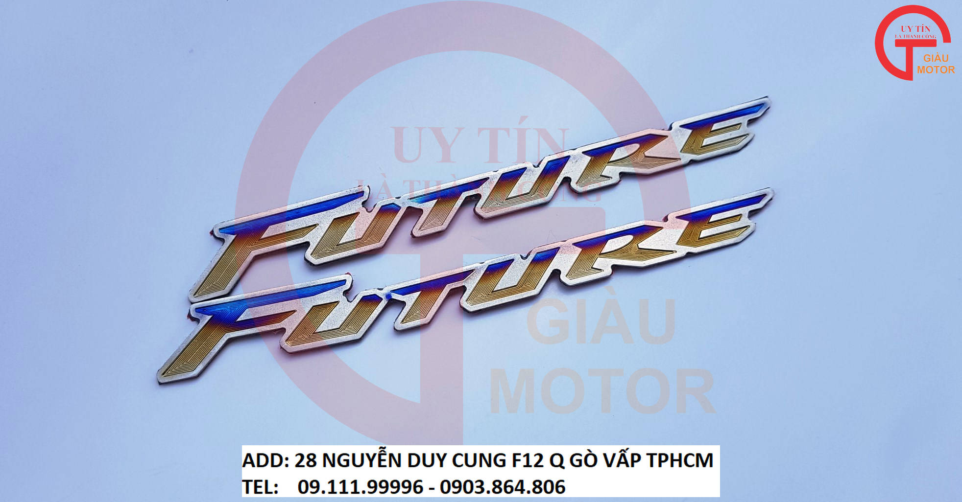 CẶP TEM TITAN CHỮ FUTURE DÁN XE HONDA  FUTURE