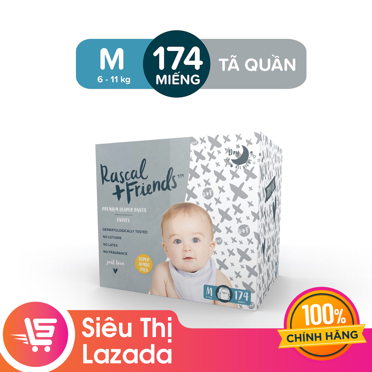 [HOT DEAL] Tã/Bỉm Quần Rascal & Friends cho bé 6kg 11kgSize M 58 miếng ...